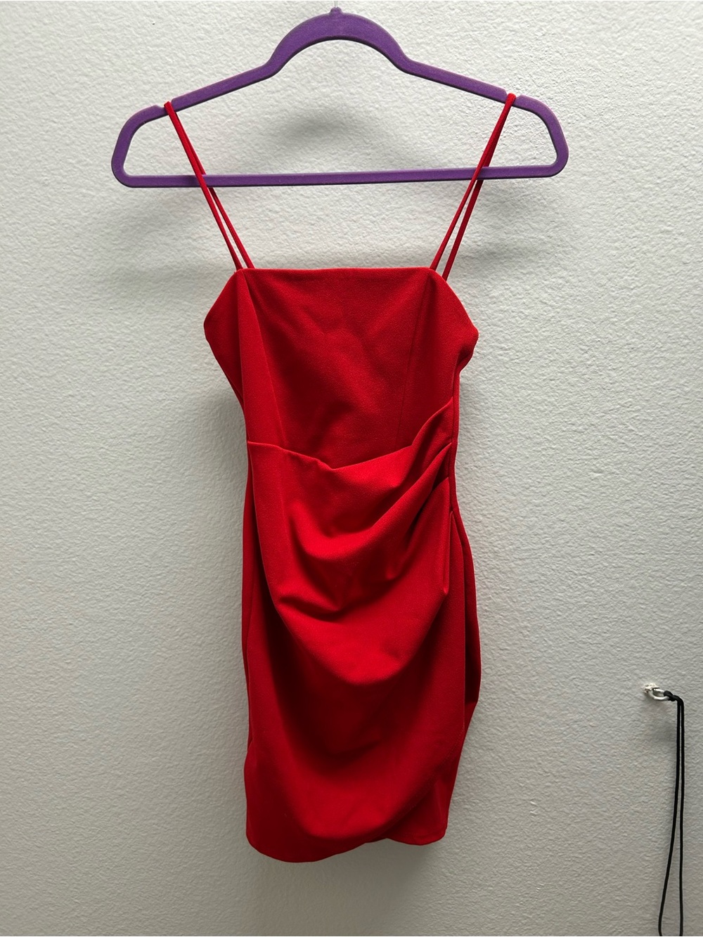 Windsor Red Draped Spaghetti-Strap Mini Dress